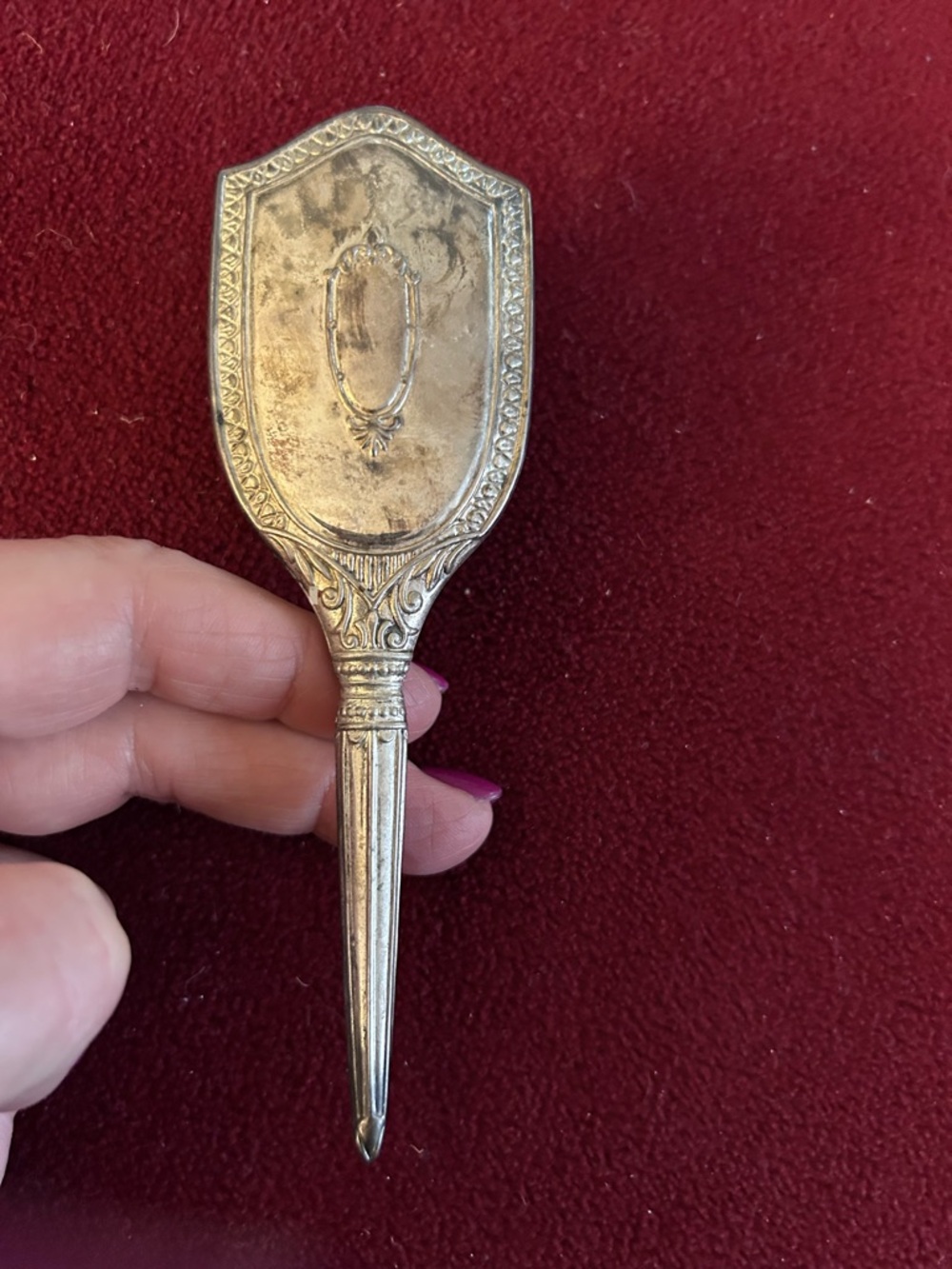 Vintage Silver-Tone Decorative Baby Hairbrush - 1950 baby gift